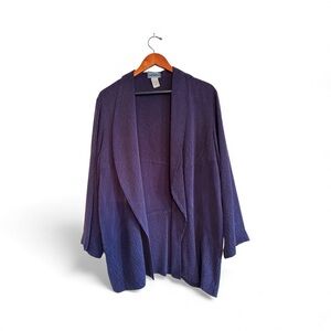 Moonlight USA 100% Silk Textured Cardigan Jacket Purple Draped Boho Artwear L